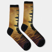 Segelschiff Sunset Seas & Orange Sky Socks Socken (Rechts)