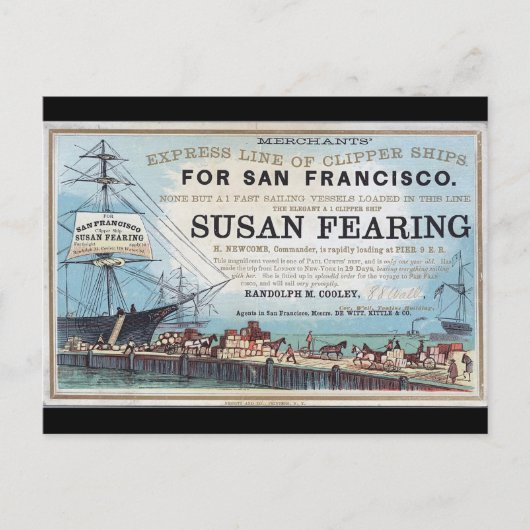 Segelschiff Susan Fearing Clipper 1900 Postkarte (Vorderseite)