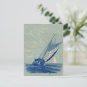 Segelschiff Vintage Reise Postkarte (Stehend Vorderseite)