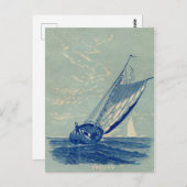 Segelschiff Vintage Reise Postkarte (Vorne/Hinten)