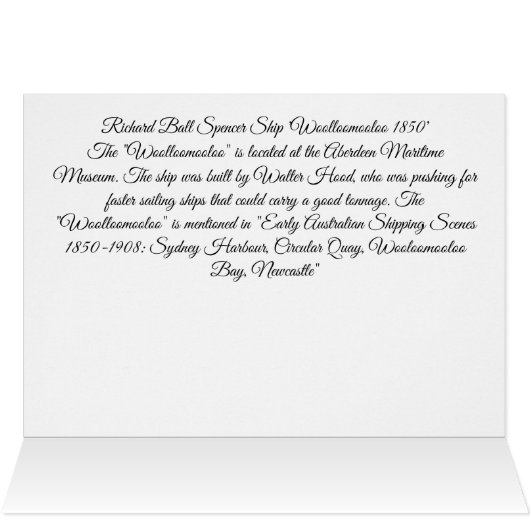 Segelschiff Woolloomooloo 1850 (Innenansicht Horizontal (Oben))