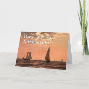 Segelschiffe auf dem Wasser, Vintage-Geburtstagska Karte