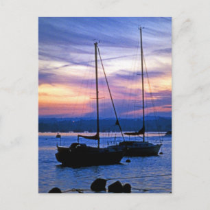 Segelschiffe im Hafen von Poole in Dusk Postkarte