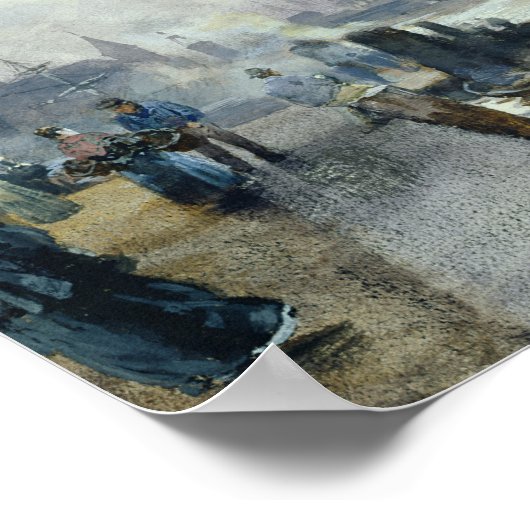 Segelschiffe im Hamburger Hafen, 1889 Poster (Ecke)