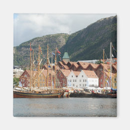 Segelschiffe in Bryggen Magnet
