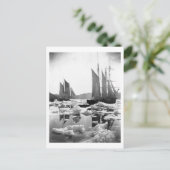 Segelschiffe in einem Eisfeld - 1869 Foto Postkarte (Stehend Vorderseite)