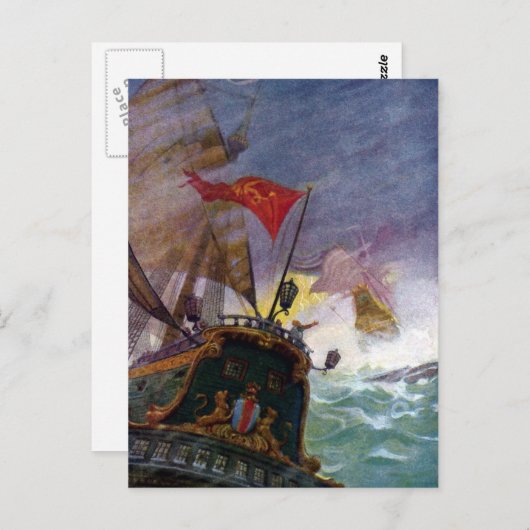 Segelschiffe in einem Sturmsee Postkarte (Vorne/Hinten)