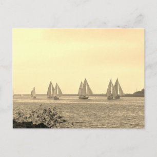Segelschiffe in Sepia-Postkarte Postkarte