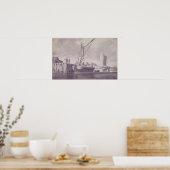 Segelschiffe nähern sich einem Wharf Poster (Küche)