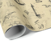 Segelschiffe und Leuchtturme Vintages Muster Geschenkpapier (Rolleneckpunkt)
