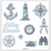 Segelschwärmerei Nautical Aufkleber Set (Blatt)