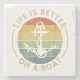 Segelsport Segeln Segelboot Leben ist besser Steinuntersetzer