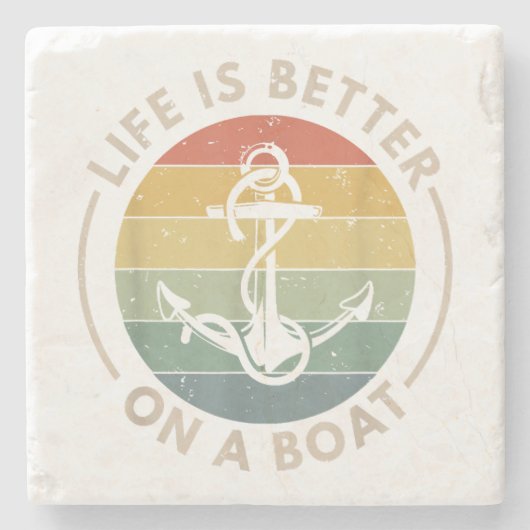 Segelsport Segeln Segelboot Leben ist besser Steinuntersetzer (Vorderseite)