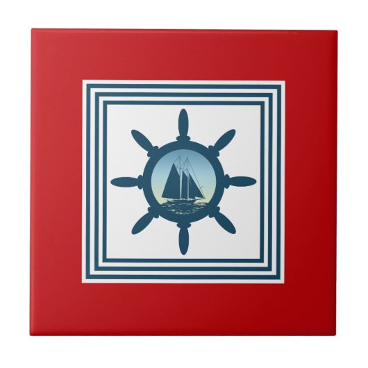 Segelszene Fliese (Vorderseite)