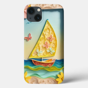 Segelszene Kunsthandwerk mit Quilling-Blumen Case-Mate iPhone Hülle
