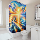 "Segelt in den Sonnenuntergang: Ocean Whisper" Duschvorhang (Beispiel)