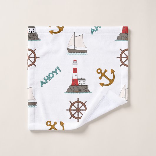 Segeltafel in Weiß Badhandtuch Set (Waschlappen)