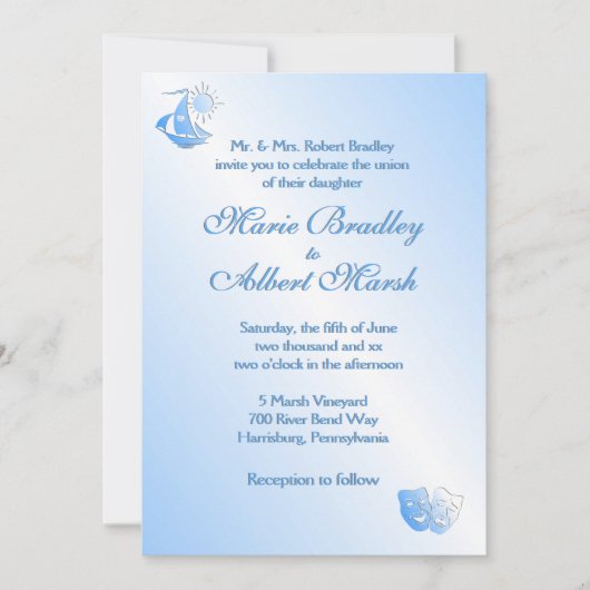 Segeltheater Einladung zur Hochzeit (Vorderseite)