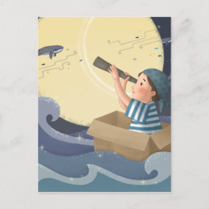 Segeltraum Illustration Art Postkarte
