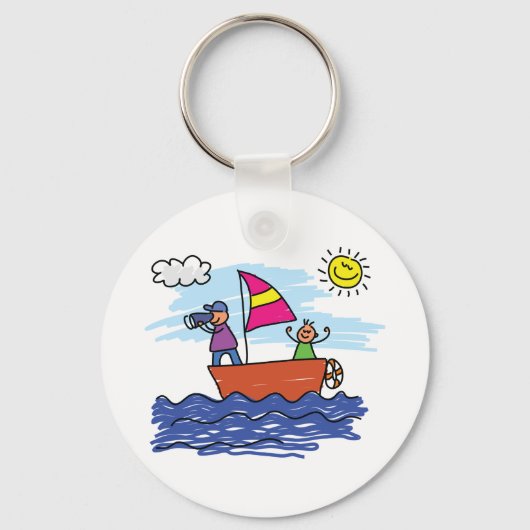 Segeltrip Illustration Segelboot Schlüsselanhänger (Vorderseite)