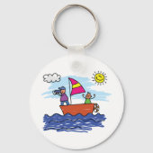 Segeltrip Illustration Segelboot Schlüsselanhänger (Rückseite)