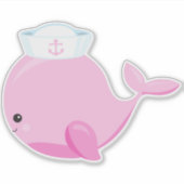 Segelwal, Niedlicher Wal, kleiner Wal, rosa Wal Aufkleber (Vorderseite)