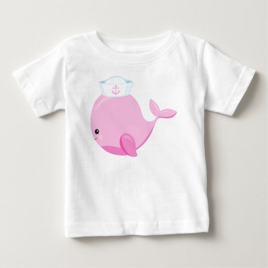 Segelwal, Niedlicher Wal, kleiner Wal, rosa Wal Baby T-shirt (Vorderseite)