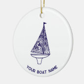 Segelyacht-Boot-Name Keramik Ornament (Links)