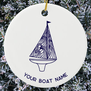 Segelyacht-Boot-Name Keramik Ornament
