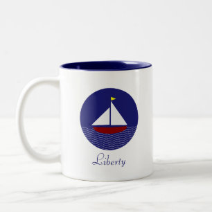 Segelyacht & Liberty Kalligrafie Zweifarbige Tasse