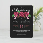 Segen Baby Elegante Moderne LDS Rose Einladung (Stehend Vorderseite)