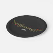 Segen Black Gold & Red Weihnachtsfeier Pappteller (Schrägansicht)