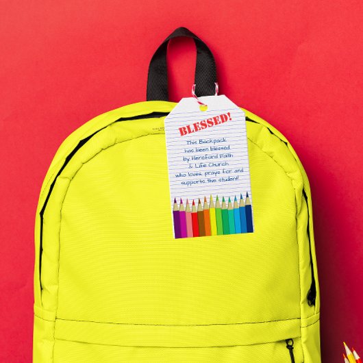 Segen der Rucksäcke Kirche der farbigen Stifte Geschenkanhänger