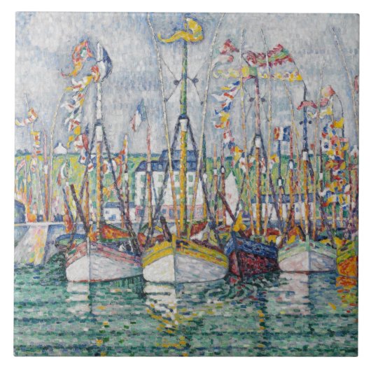 Segen der Thunfisch-Flotte bei Groix, 1923 Fliese (Vorderseite)