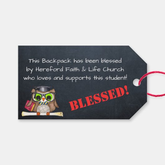 Segen des Kirchengebet im Rucksack Geschenkanhänger (Vorderseite (Horizontal))