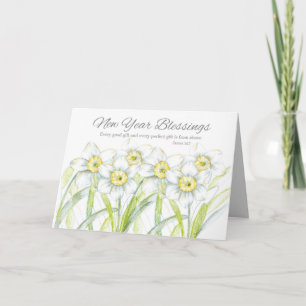 Segen des Neujahrs Daffodils James Bible Scripture Karte