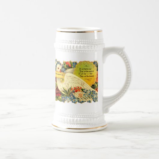 Segen eines Taube ~ auf weißem Stein Bierglas (Rechts)