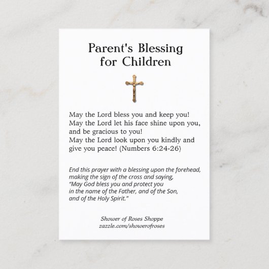 Segen für Kinder mit der Heiligen Karte für kathol (Rückseite)