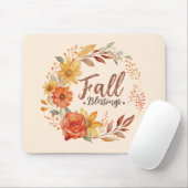 Segen im Herbst - Herbstleaves und Blumenkranz Mousepad (Mit Mouse)