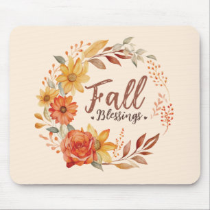 Segen im Herbst - Herbstleaves und Blumenkranz Mousepad