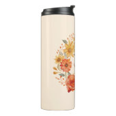 Segen im Herbst - Herbstleaves und Blumenkranz Thermosbecher (Nach links gedreht)