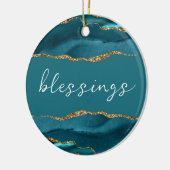 Segen Inspiration Wort Aquamarin Türkis Agate Keramik Ornament (Links)