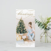 Segen Script Religiöse Weihnachten Elegantes Foto (Stehend Vorderseite)