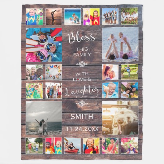 Segen Sie diese Familie mit Liebe 24 FotoCollage Fleecedecke (Vorderseite)