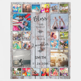 Segen Sie diese Familie mit Liebe 24 FotoCollage Fleecedecke