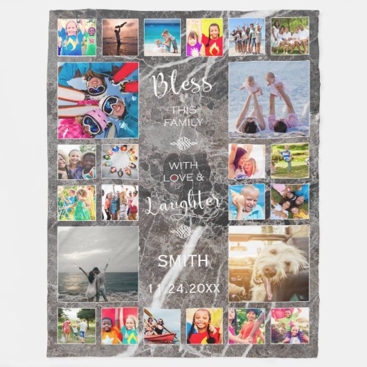Segen Sie diese Familie mit Liebe 24 FotoCollage Fleecedecke (Vorderseite)
