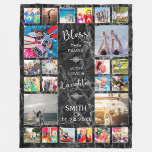 Segen Sie diese Familie mit Liebe 24 FotoCollage Fleecedecke