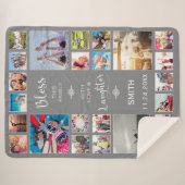 Segen Sie diese Familie mit Liebe 24 FotoCollage Sherpadecke (Vorderseite (Horizontal))