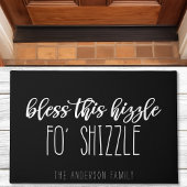 Segen Sie diese Hiszel Shizzle Funny Family Black Fußmatte