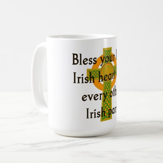 Segen Sie Ihr kleines irisches Herz - irisches Zit Kaffeetasse (Vorderseite Links)